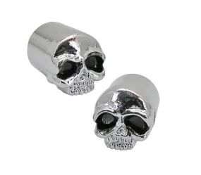 Skull Tyre Valve Dust Caps (Pair) for Motorcycle/Car/Trike Black Eyes, Aluminium, Screw-on - Zodiac 11485