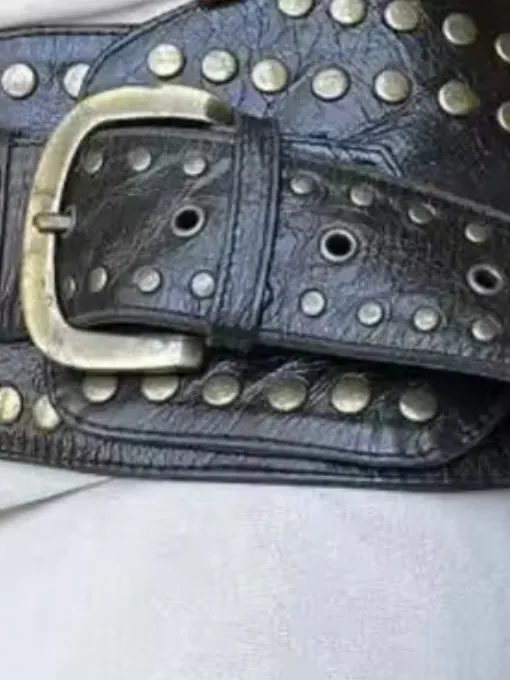 Solid colors and gold studded wide buckle boho belt