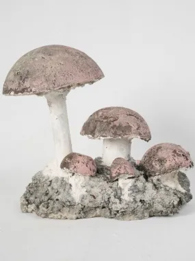 Vintage Mushroom Garden Sculpture with Round Pink Caps