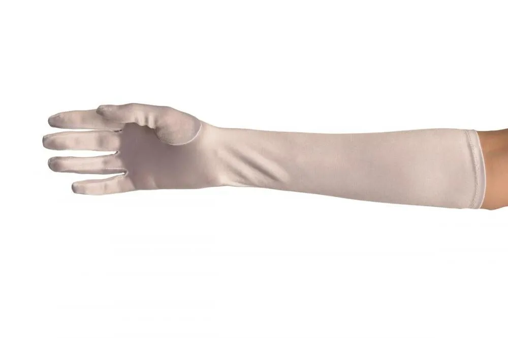 White Stretchy Satin Wedding Opera Gloves