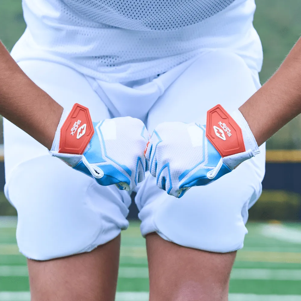 White/Columbia Blue Stitch Showtime Receiver Gloves