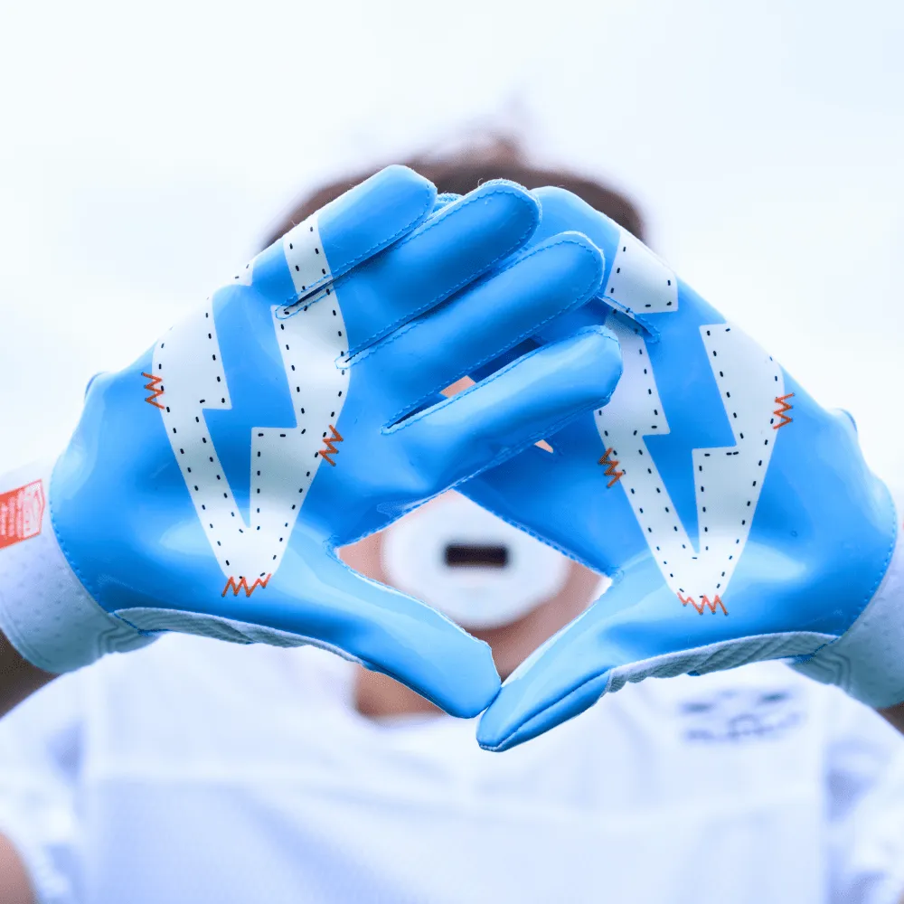 White/Columbia Blue Stitch Showtime Receiver Gloves