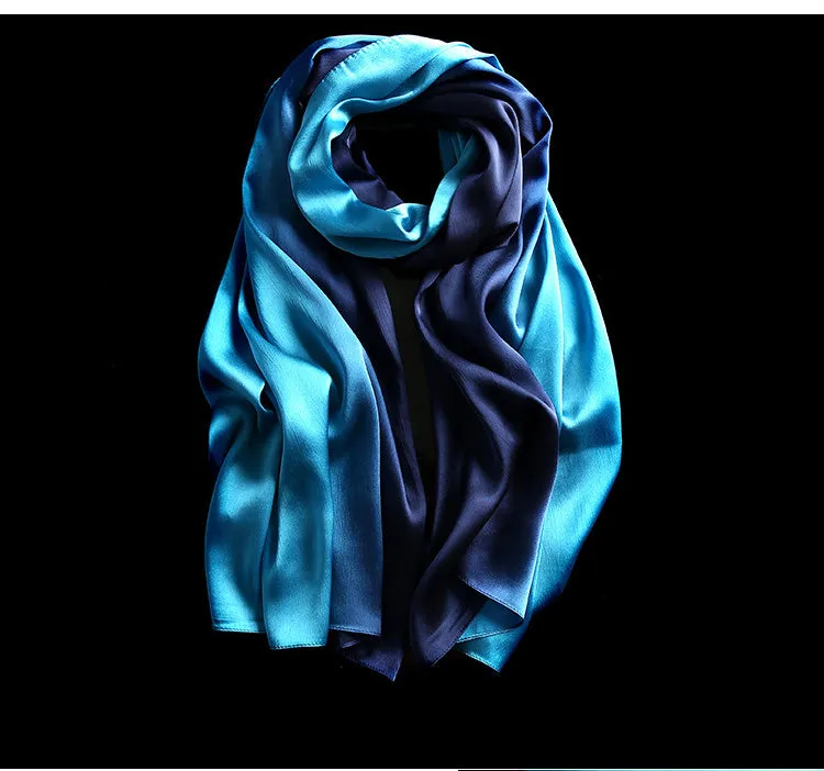 Women's Fashion Luxury Gradient Colors Silk Scarves - 13 Colors