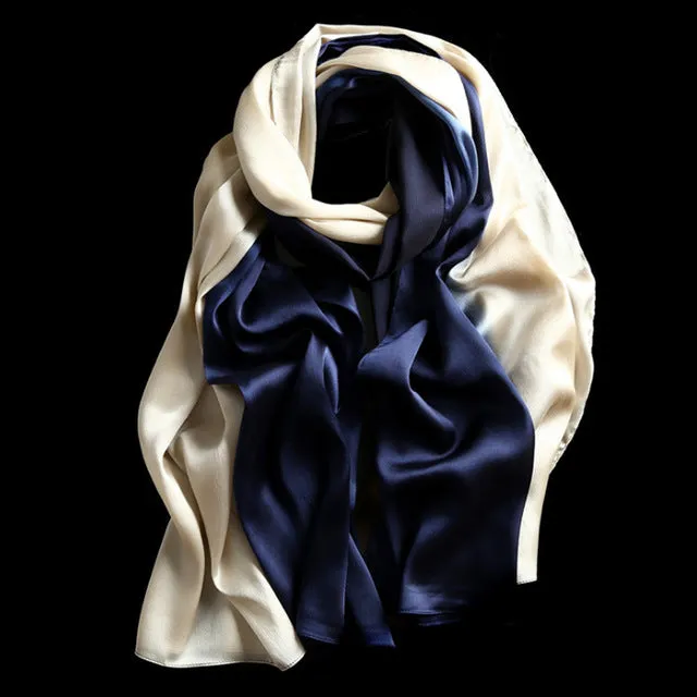 Women's Fashion Luxury Gradient Colors Silk Scarves - 13 Colors