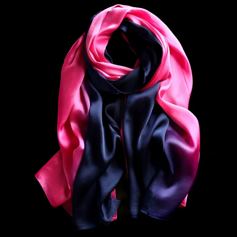 Women's Fashion Luxury Gradient Colors Silk Scarves - 13 Colors