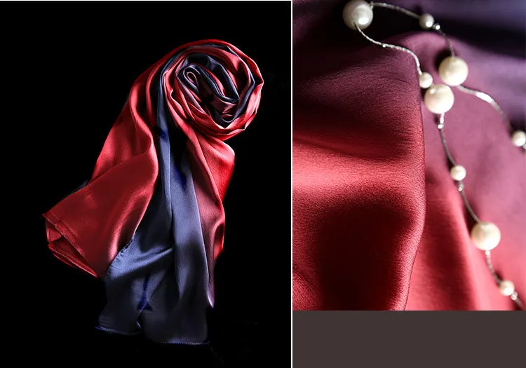 Women's Fashion Luxury Gradient Colors Silk Scarves - 13 Colors