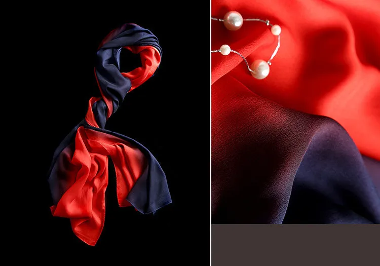 Women's Fashion Luxury Gradient Colors Silk Scarves - 13 Colors