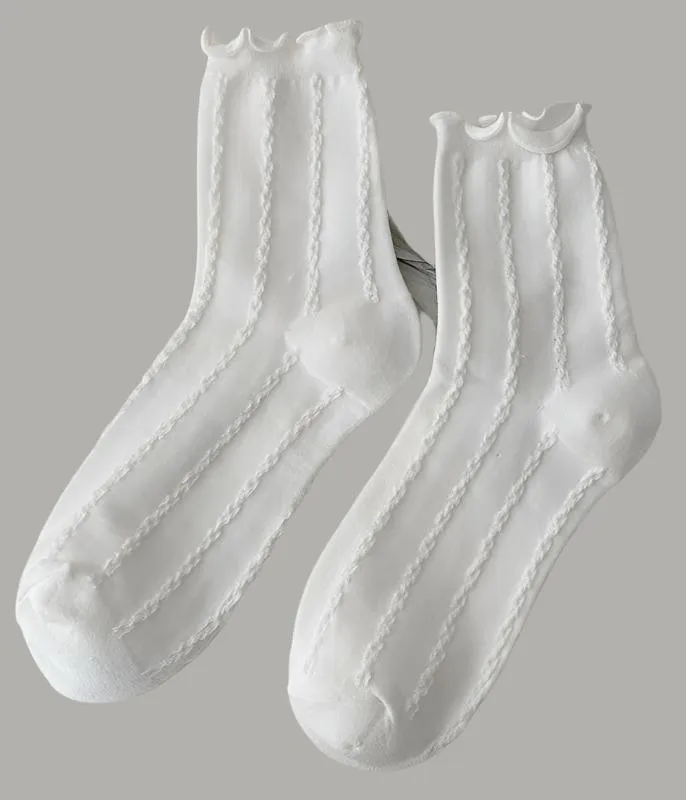 Women's White Lace Socks – Ideal for Bridal, Formal, or Casual Outfits